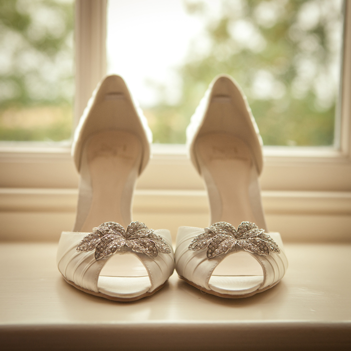 cream and silver wedding shoes